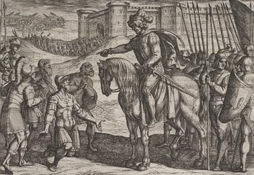 Hommes de la forteresse se rendent et jurent leur vie à Civilis, de La Guerre ..., 1611