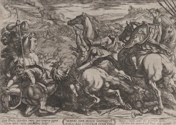 Planche 6 : Les Israélites vaincus par les Cananéens pour avoir désobéi à Moïse..., ca. 1590-ca. 1610