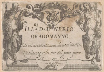 Page de titre avec cartouche et dédicace, flanquée de Minerve et de la Renommée