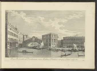 Vue sur le Canal Grande, le Palazzo dei Camerlenghi et le pont du Rialto à Venise