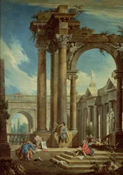 Étude de perspective parmi les ruines romaines