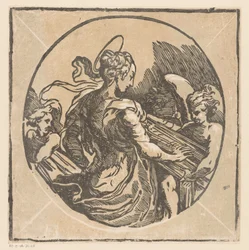 Sainte Cécile jouant de la musique