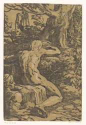 Homme nu dans un paysage