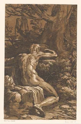 Homme nu dans un paysage