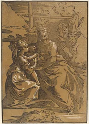 La Sainte Famille avec deux saints