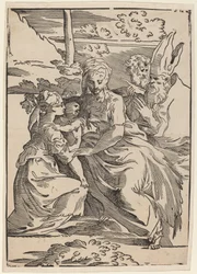 La Sainte Famille avec deux saints