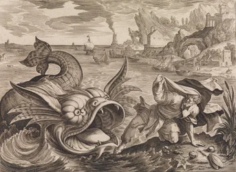 Jonas rejeté sur le rivage par le poisson, vers 1585