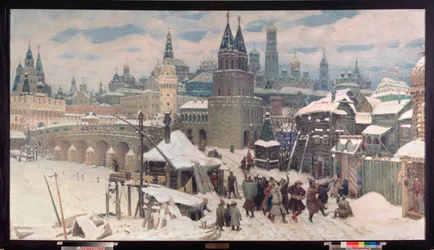 Moscou au 17e siècle, le pont de tous les Saints