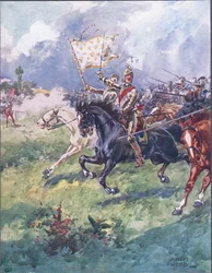 Mille chevaliers pressent de près, illustration de Ballads of Famous Fights, c.1900