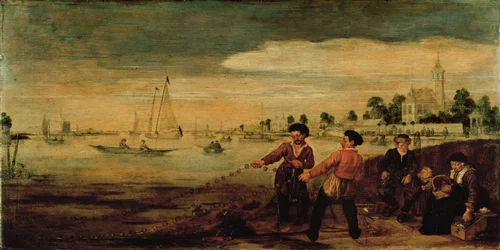 Pêcheurs sur la rive de l