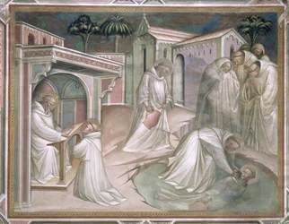 Maurus sauve Placidus, détail de la vie de Saint Benoît (c.480-c.550), dans la sacristie, 1387