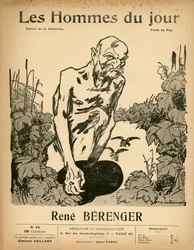 Couverture de "Les Hommes du jour", Satirique en N & B, ca. 1909: Censure - Bérenger René (1830-1915) - Illustration par Aristide Delannoy (1874-1911)