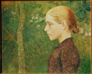 Jeune fille de ferme (peinture sur toile)