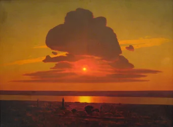 Russe : "Coucher de soleil rouge" Coucher de soleil rouge sur le Dniepr