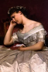 Trop tard ou la Lettre, avant 1885, détail (Huile sur bois)