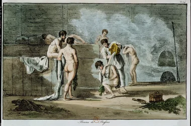Hommes russes dans un sauna, de Moeurs et Coutumes Russes, 1821