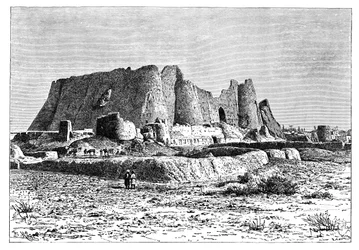 La forteresse en ruine de Veramin, Perse Iran, 1895