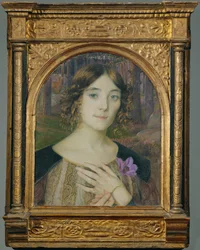 Dame à la fleur de vent (peinture sur toile)