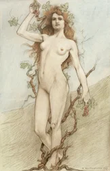 Nu féminin aux raisins