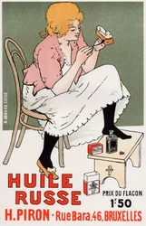 Mode de vie. Mode. Huile russe, réparation de chaussures. Affiche par Armand Rassenfosse, Belgique, vers 1895