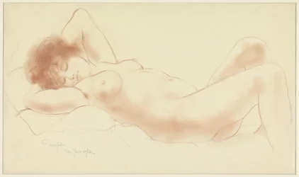 Femme nue allongée, les bras sous la tête