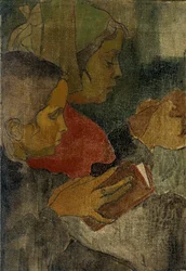 Paysannes bretonnes à la messe, années 1890