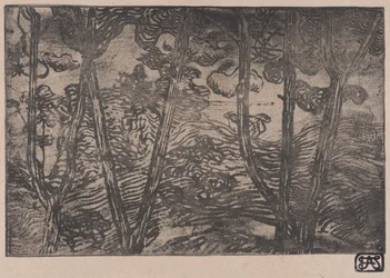Arbres la nuit, vers 1894