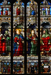 Saint Matthias, Ezra, le prophète Habacuc et la Sibylle Tiburtine - Vitrail de la Chapelle de la Passion, par Arnaud de Moles, complété en 1513 - Cathédrale Sainte Marie d