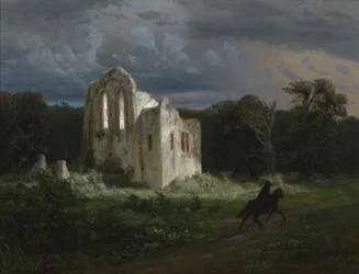 Paysage au clair de lune avec ruine