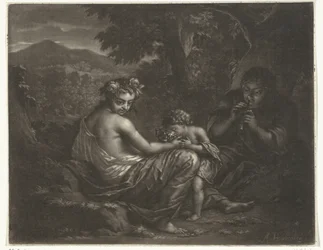 Bergère et berger avec leur enfant