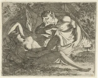Nymphe endormie espionnée par un satyre