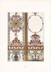 Panneaux Art Nouveau avec iris et ornements floraux (litho)