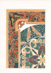 Cadre décoratif avec papillons et cigales (litho)