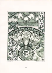 Motifs de fruits dans les tons verts (lithographie)