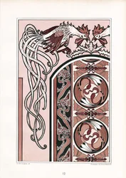 Livre ornemental avec coqs (litho)