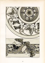 Motifs de papillons ornementaux en monochrome (litho)