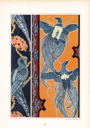 Frises ornementales avec oiseaux stylisés (litho)