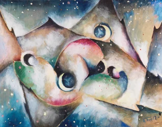 Figures endormies dans un paysage montagneux nocturne, 1917