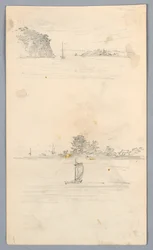 Deux esquisses de voiliers naviguant