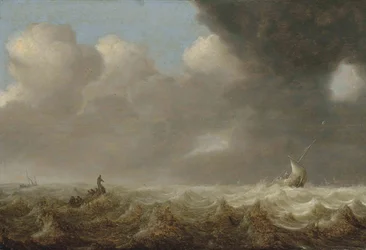 Néerlandais : Navires par temps de tempête Bateaux de pêche par mer agitée