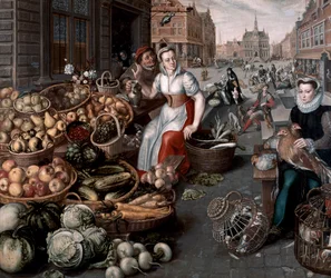 Femme vendant des fruits et légumes, c.1590