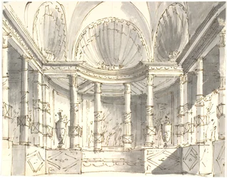 Intérieur avec colonnes