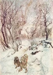 Illustration pour Le vent dans les saules de Kenneth Grahame (lithographie couleur)