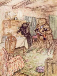Illustration pour Le vent dans les saules de Kenneth Grahame (lithographie couleur)