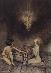 Pandora et Épiméthée, scène de A Wonder Book, par Nathaniel Hawthorne