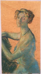 Femme avec fond orange du livre de A.B. Davies, édition -25, 50