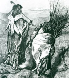 Hiawatha et Minne-Ha-Ha, gravé par Joseph Swain (1820-1909) 1870