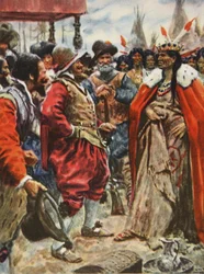 Le couronnement de Powhatan, illustration tirée de « This Country of Ours, The Story of the United States » de H.E. Marshall