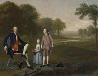 Richard Moretan, Esq. de Tackley avec son neveu et sa nièce John et Susanna Weyland, 1757