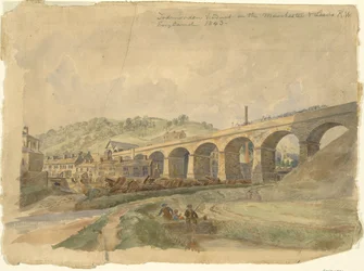 Viaduc de Todmorden sur le chemin de fer Manchester & Leeds, Angleterre 1843